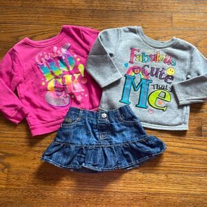 18 Month Girl’s Sweatshirt & Jean Skirt Bundle